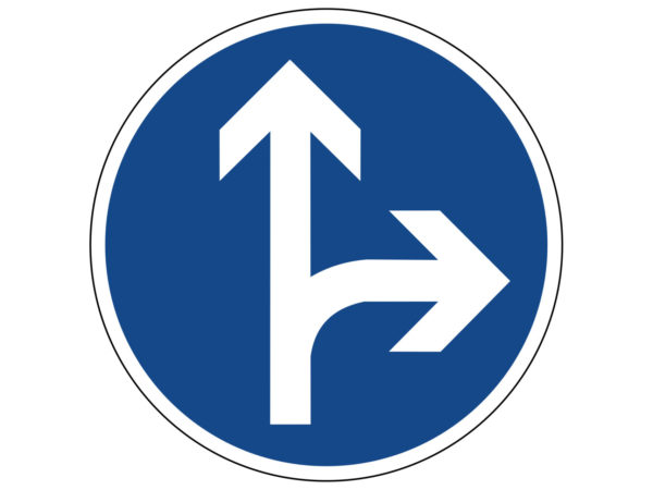 Verkehrszeichen 214 20 Vorgeschriebene Fahrtrichtung Geradeaus Und Rechts Radfahrausbildung Grundschule